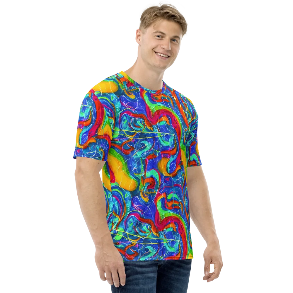 Mosaic Mirage on Men's Crew Neck T-Shirt — Right