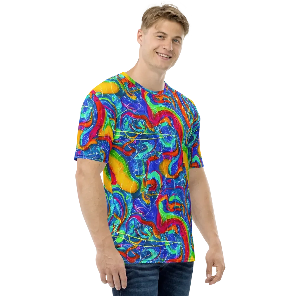 Mosaic Mirage on Men's Crew Neck T-Shirt — Right