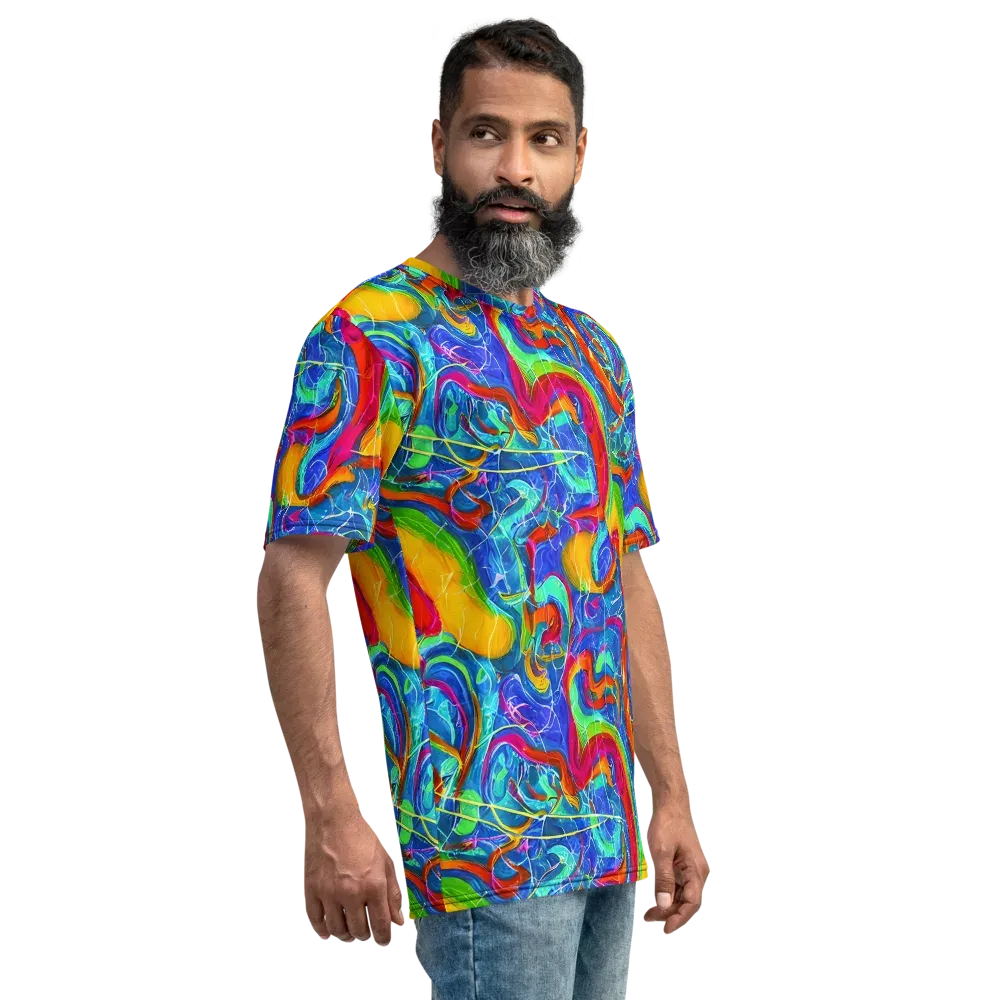 Mosaic Mirage on Men's Crew Neck T-Shirt — Right