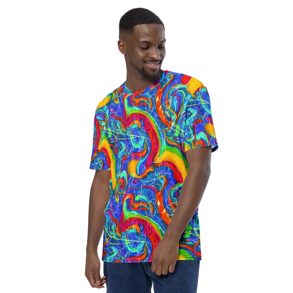 Mosaic Mirage on Men's Crew Neck T-Shirt — Left
