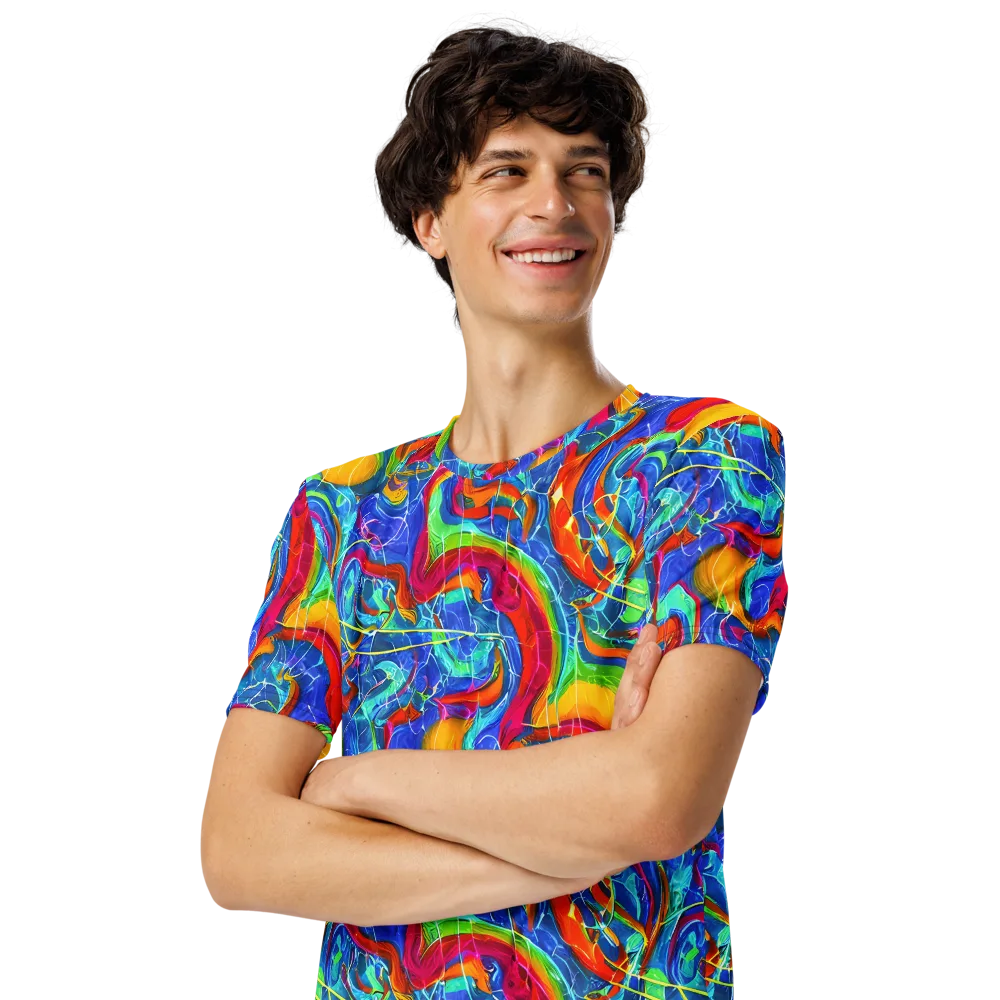 Mosaic Mirage on Men's Crew Neck T-Shirt — Left Front