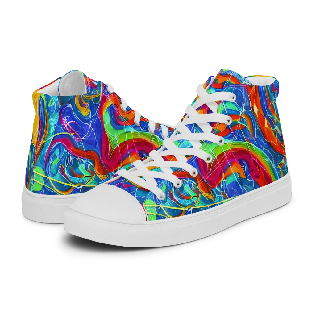 Mosaic Mirage on Men's High Top Canvas Shoes — Left