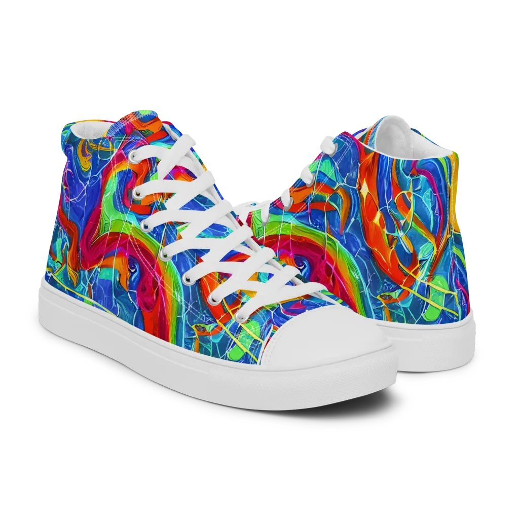 Mosaic Mirage on Men's High Top Canvas Shoes — Right