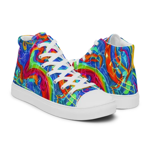Mosaic Mirage on a Men's High Top Canvas Shoes