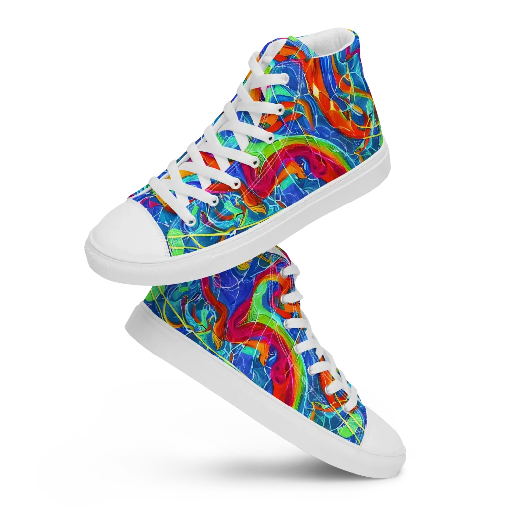 Mosaic Mirage on Men's High Top Canvas Shoes — Front