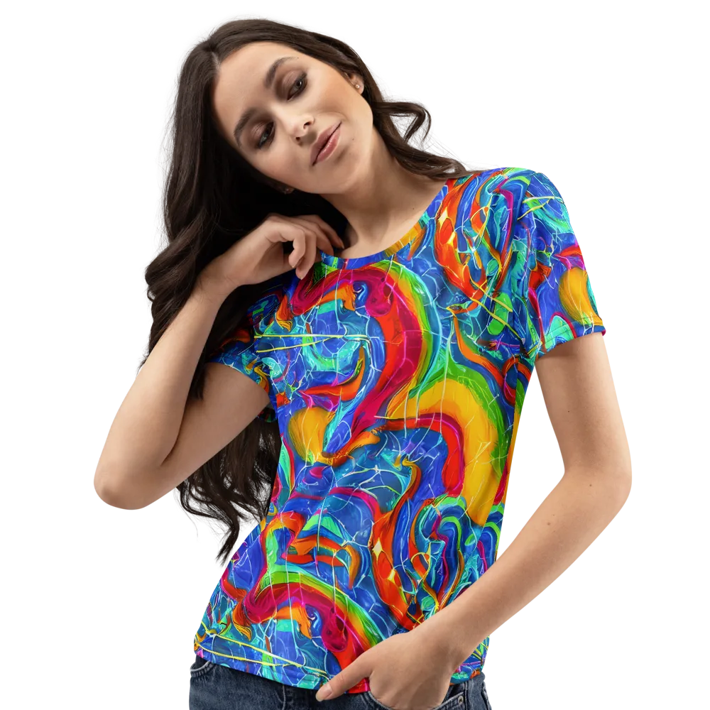 Mosaic Mirage on Women's Crew Neck T-Shirt — Left Front