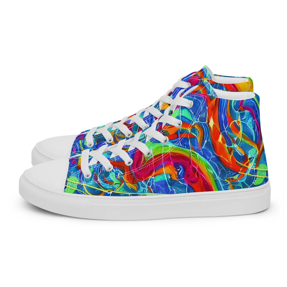 Mosaic Mirage on Women's High Top Canvas Shoes — Left