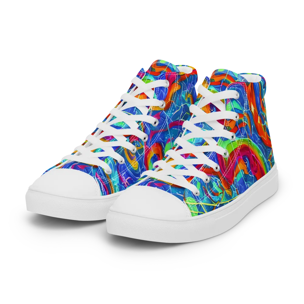 Mosaic Mirage on Women's High Top Canvas Shoes — Left Front