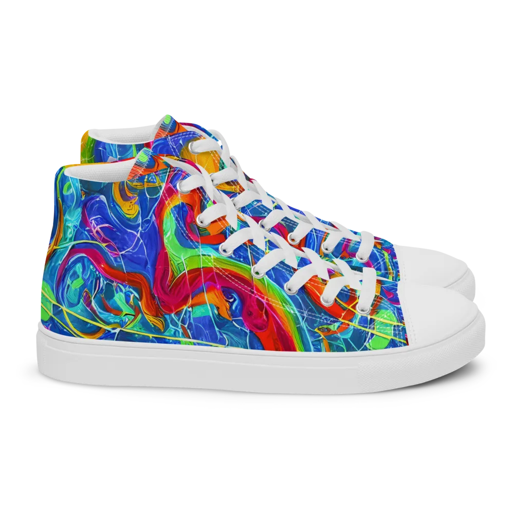 Mosaic Mirage on Women's High Top Canvas Shoes — Right