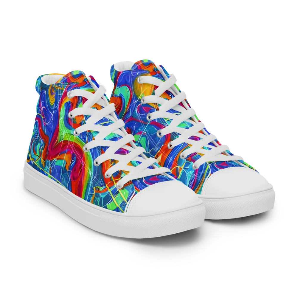 Mosaic Mirage on Women's High Top Canvas Shoes — Right Front