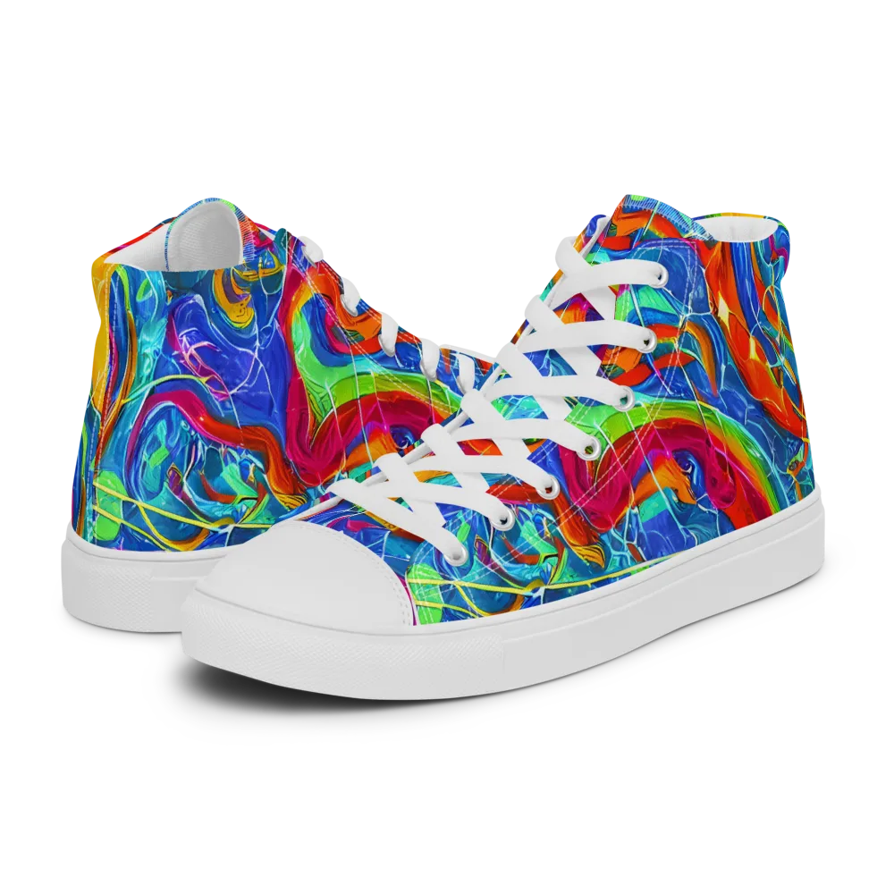 Mosaic Mirage on Women's High Top Canvas Shoes — Left