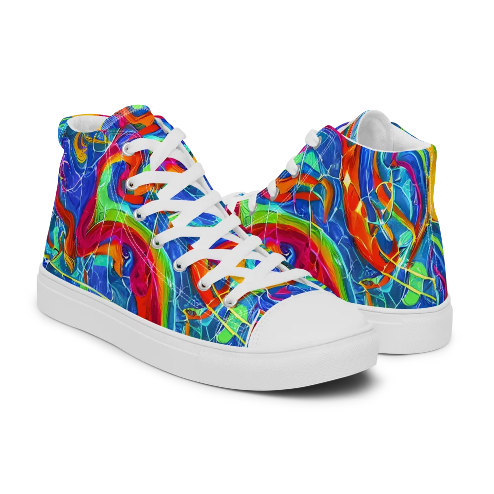 Mosaic Mirage on Women's High Top Canvas Shoes — Right