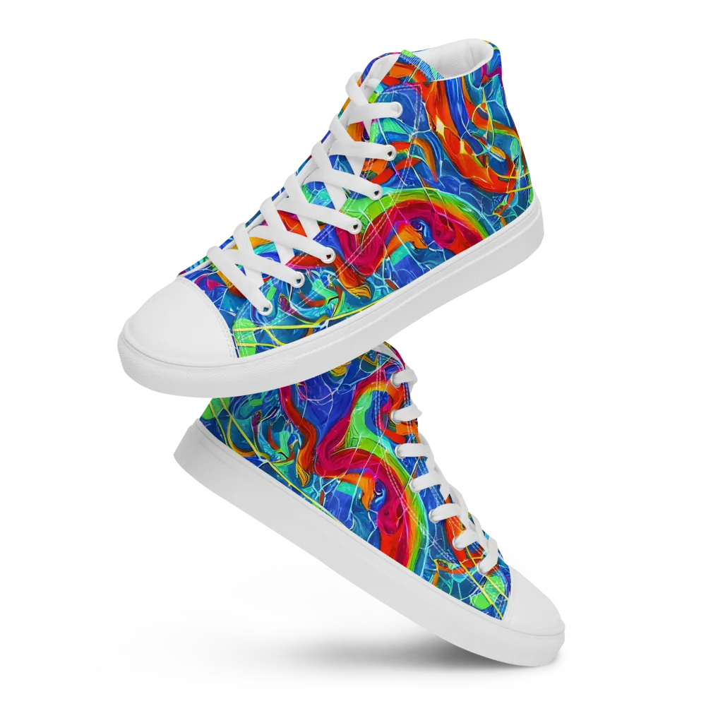 Mosaic Mirage on Women's High Top Canvas Shoes — Front