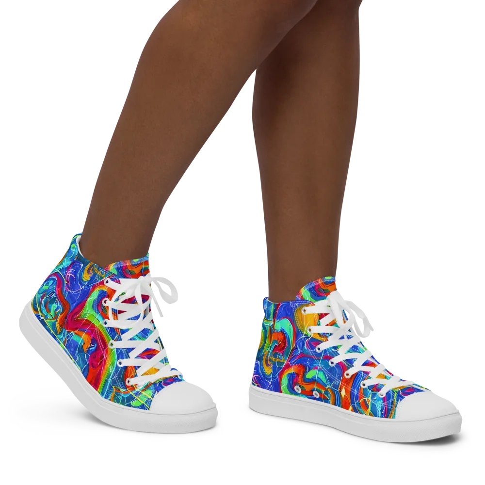 Mosaic Mirage on Women's High Top Canvas Shoes — Right
