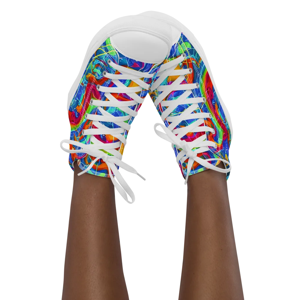 Mosaic Mirage on Women's High Top Canvas Shoes — Front