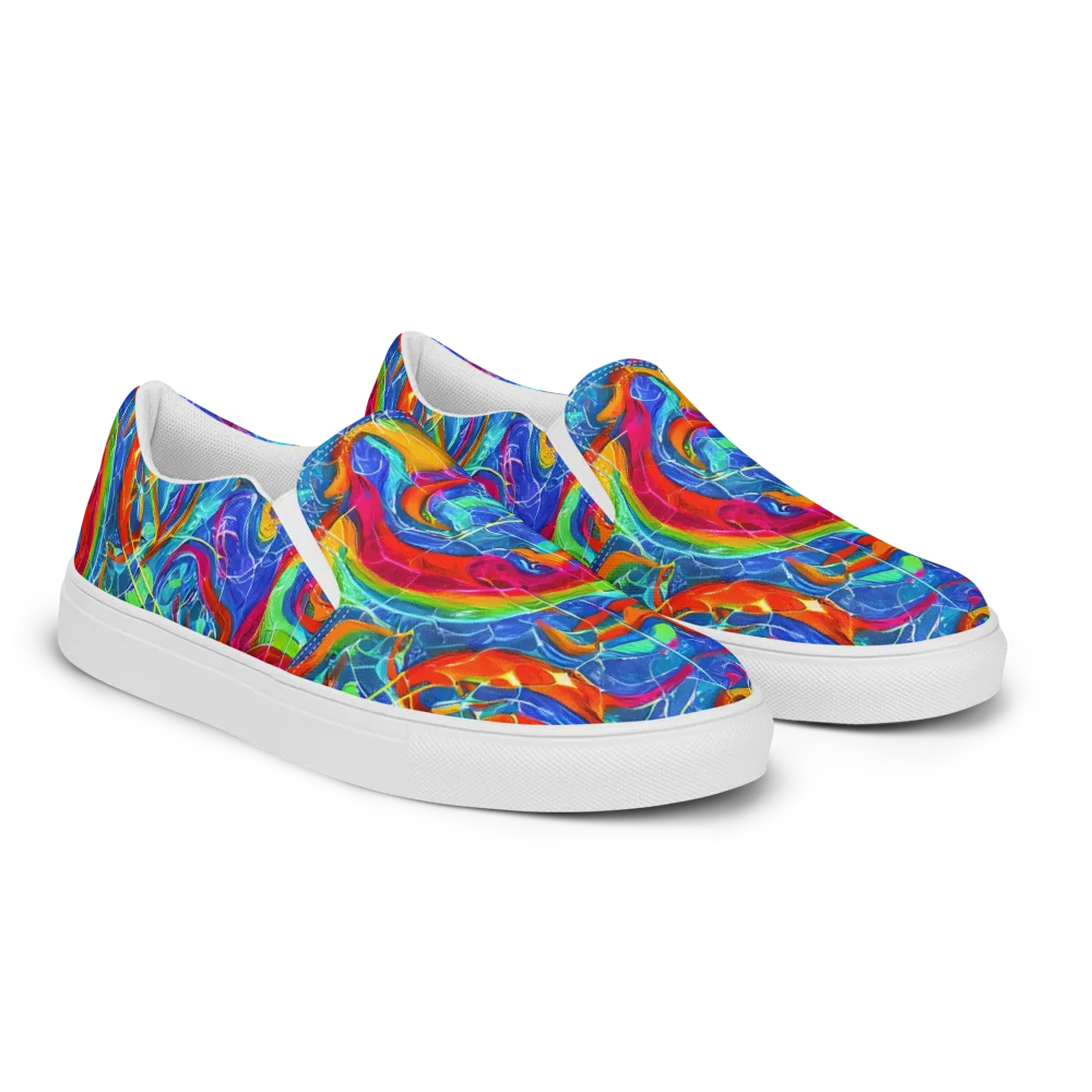 Mosaic Mirage on Women's Slip-On Canvas Shoes — Right Front