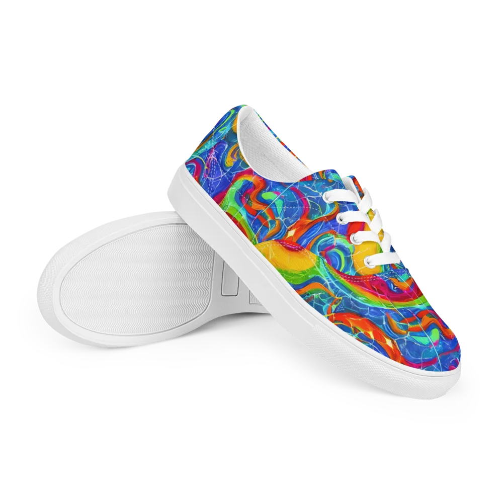 Mosaic Mirage on Men's Lace-Up Canvas Shoes — Right Front