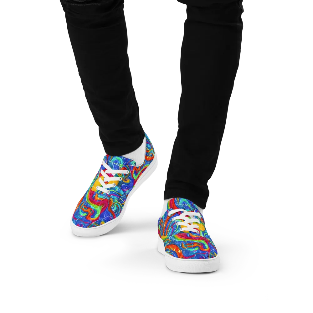Mosaic Mirage on Men's Lace-Up Canvas Shoes — Front
