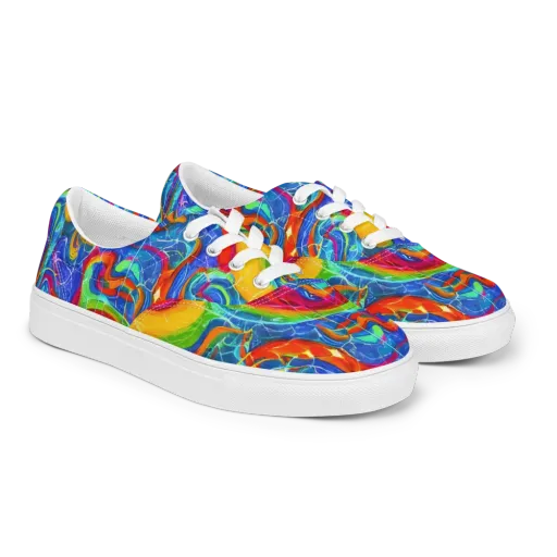 Mosaic Mirage on a Men's Lace-Up Canvas Shoes