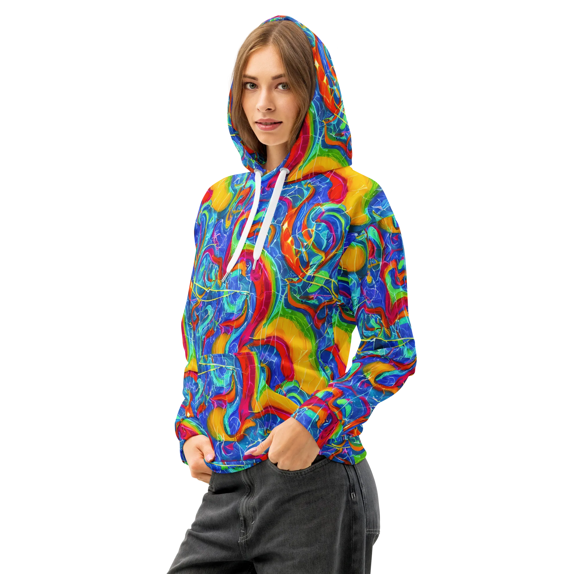 Mosaic Mirage on Cotton Hoodie — Left Front