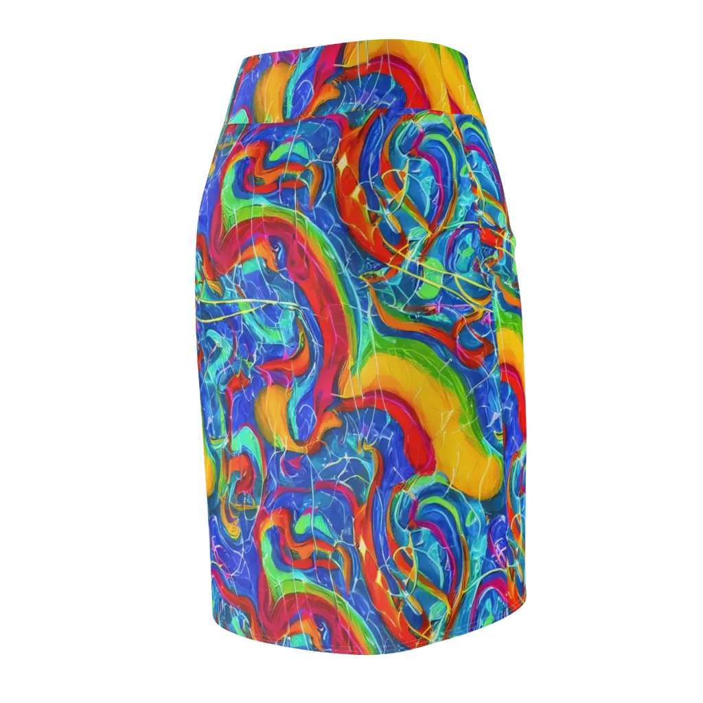 Mosaic Mirage on Pencil Skirt — Back Side