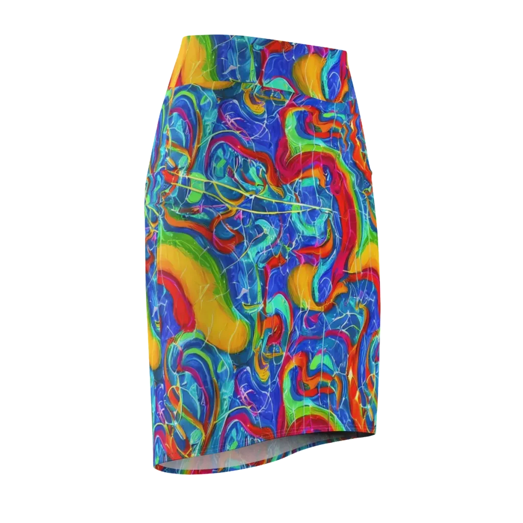 Mosaic Mirage on Pencil Skirt — Front Side