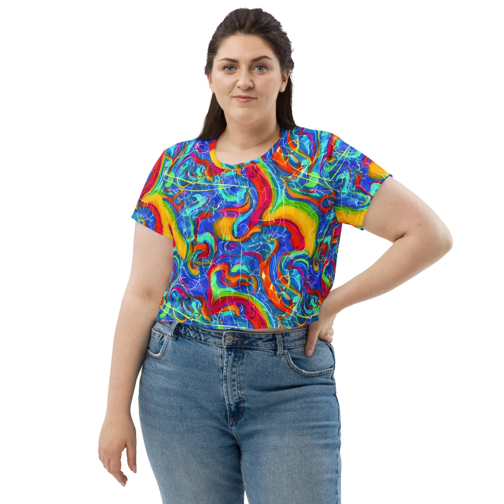 Mosaic Mirage on Crop Tee — Front