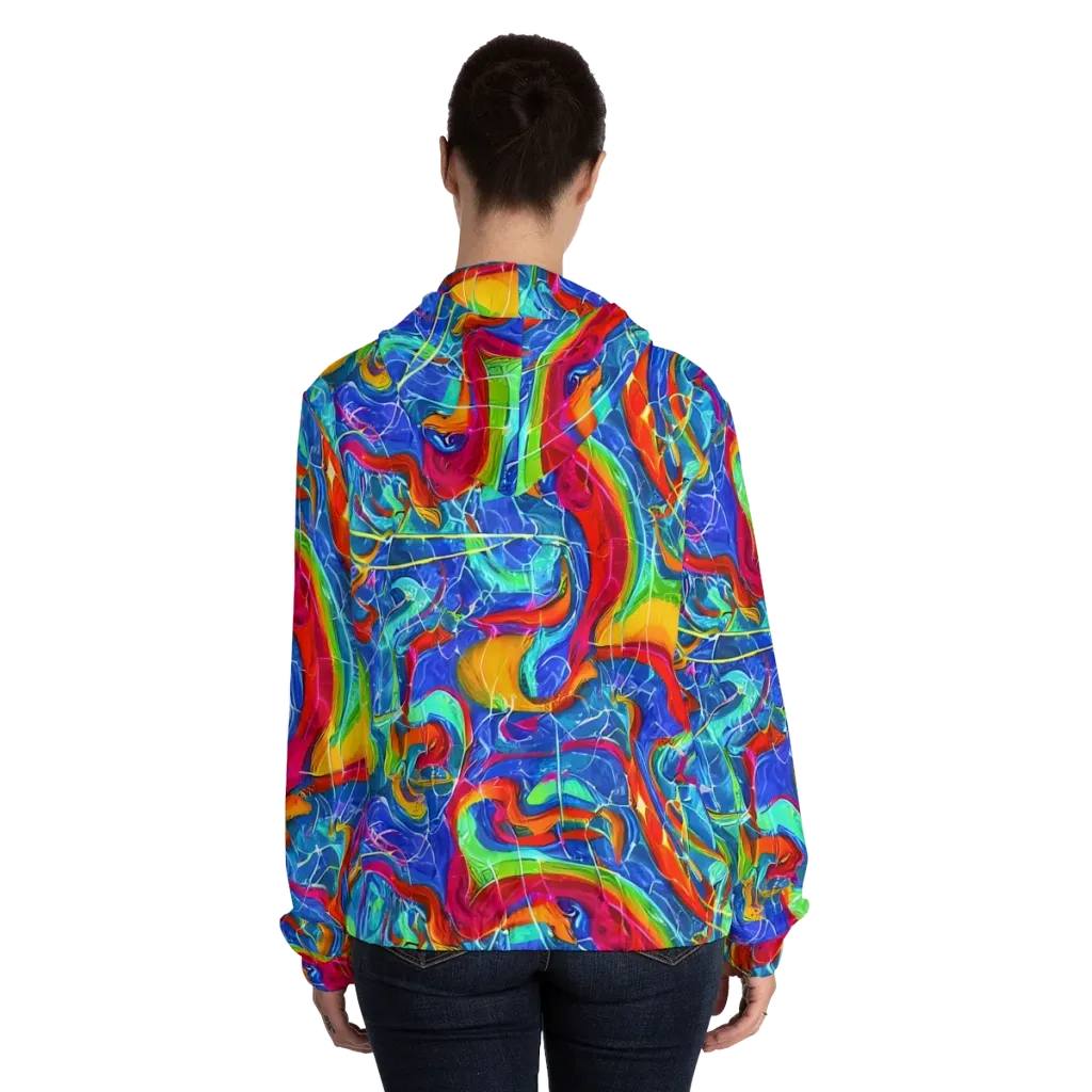 Mosaic Mirage on Women's Full-Zip Hoodie — Back On Person