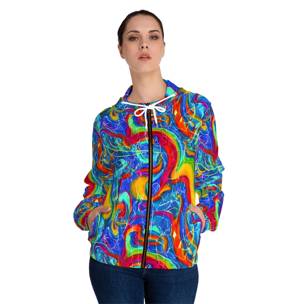 Mosaic Mirage on Women's Full-Zip Hoodie — Front On Person