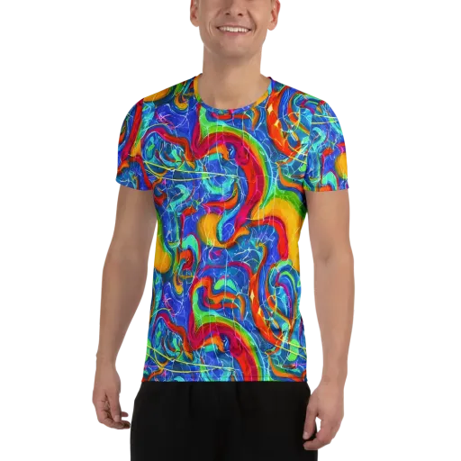 Mosaic Mirage on a Men's Athletic T-Shirt
