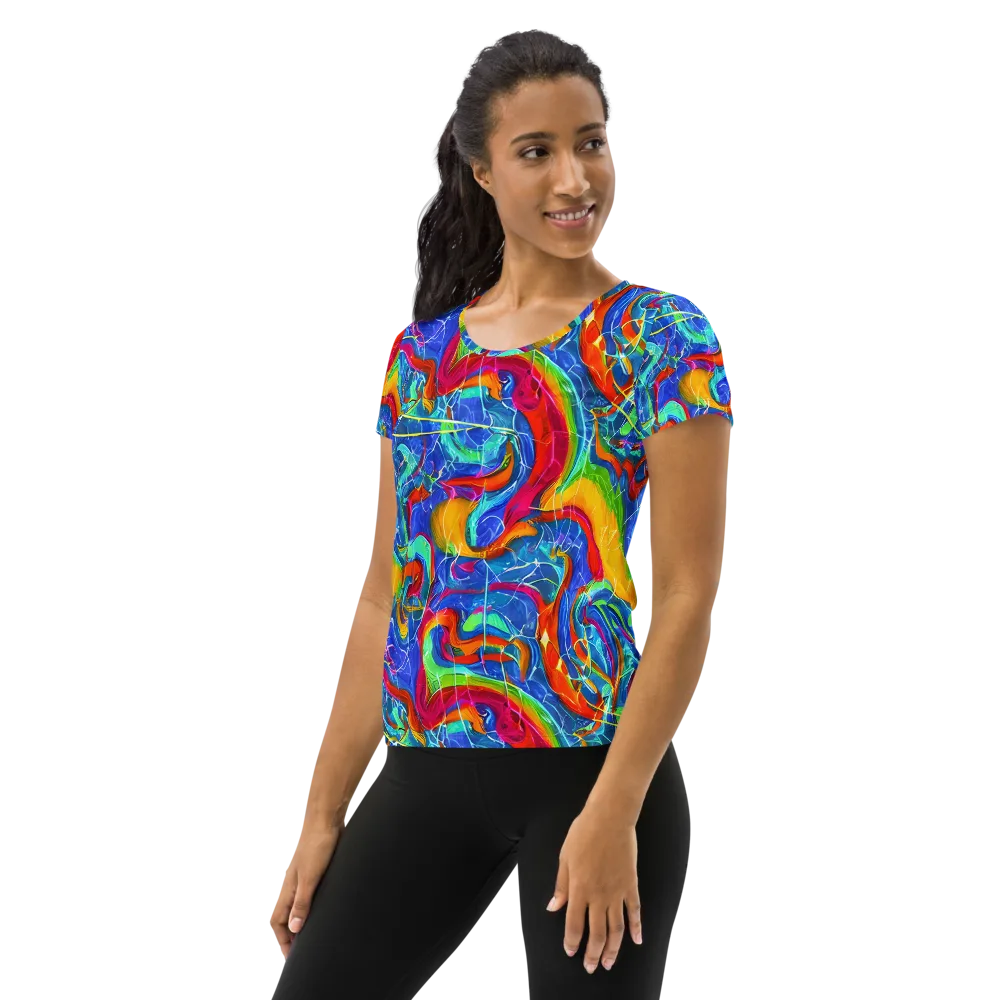 Mosaic Mirage on Women's Athletic T-Shirt — Left