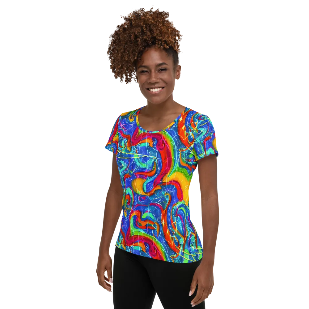 Mosaic Mirage on Women's Athletic T-Shirt — Left
