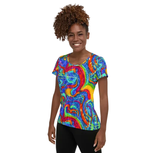 Mosaic Mirage on a Women's Athletic T-Shirt