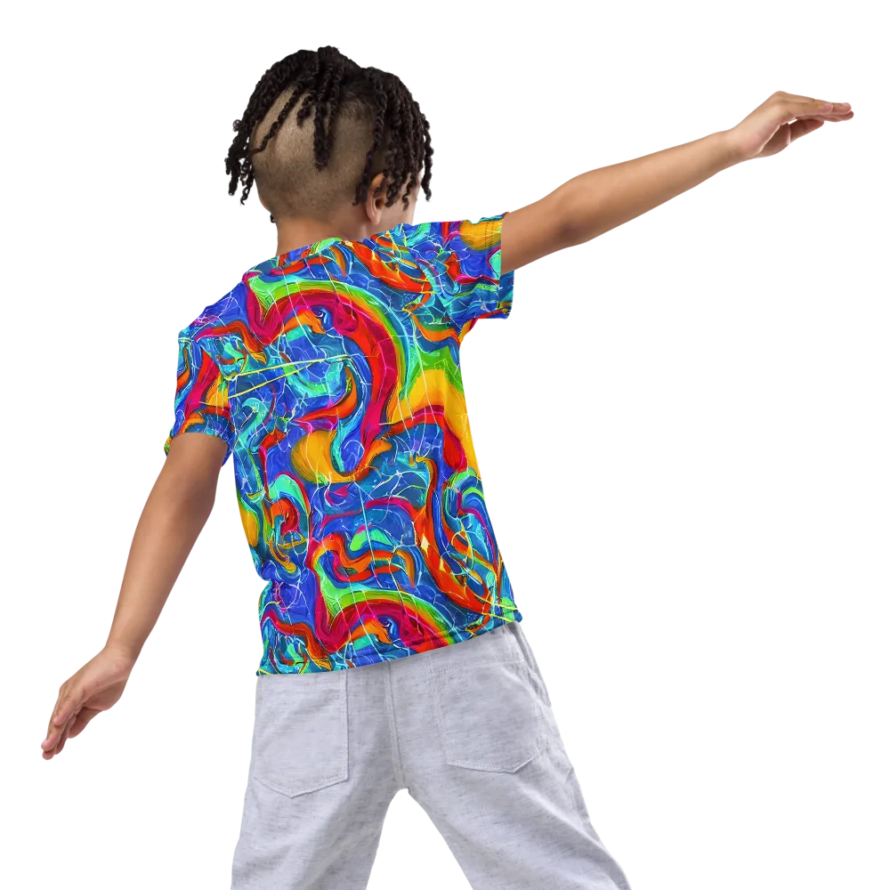Mosaic Mirage on Kids Crew Neck T-Shirt — Back