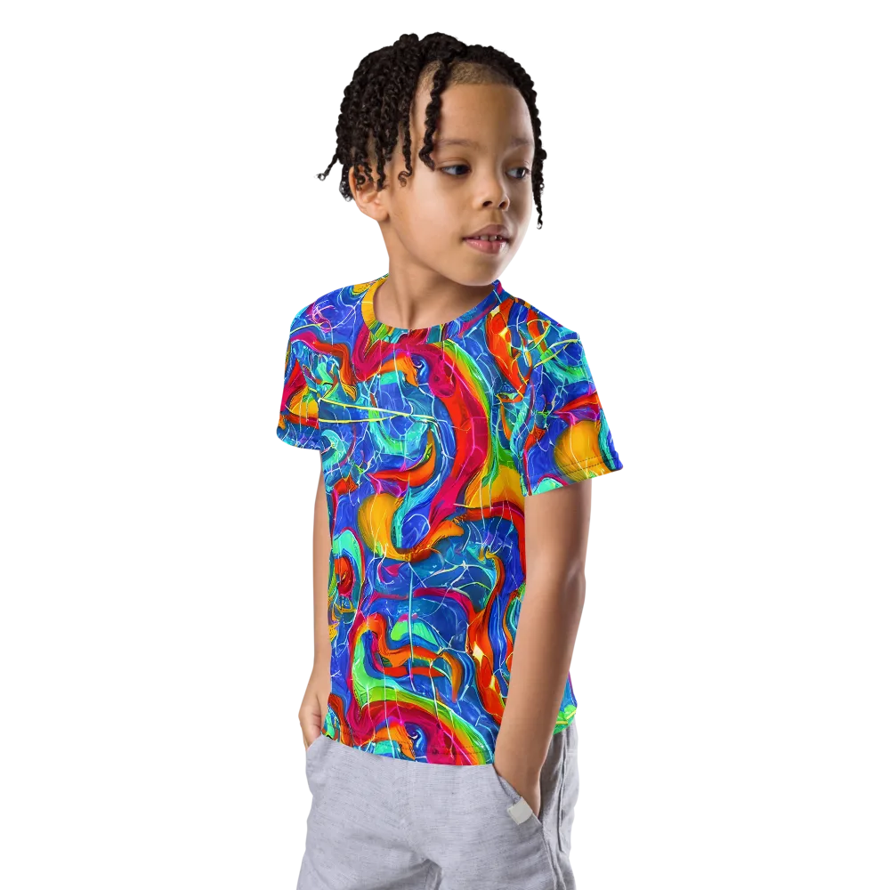 Mosaic Mirage on Kids Crew Neck T-Shirt — Left Front