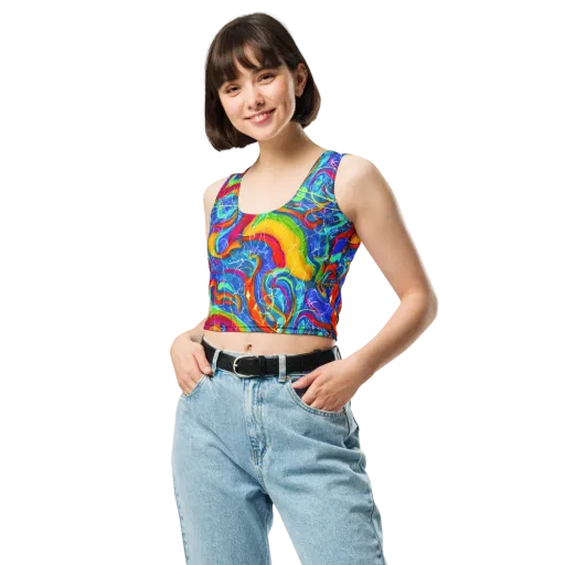 Mosaic Mirage on a Crop Top