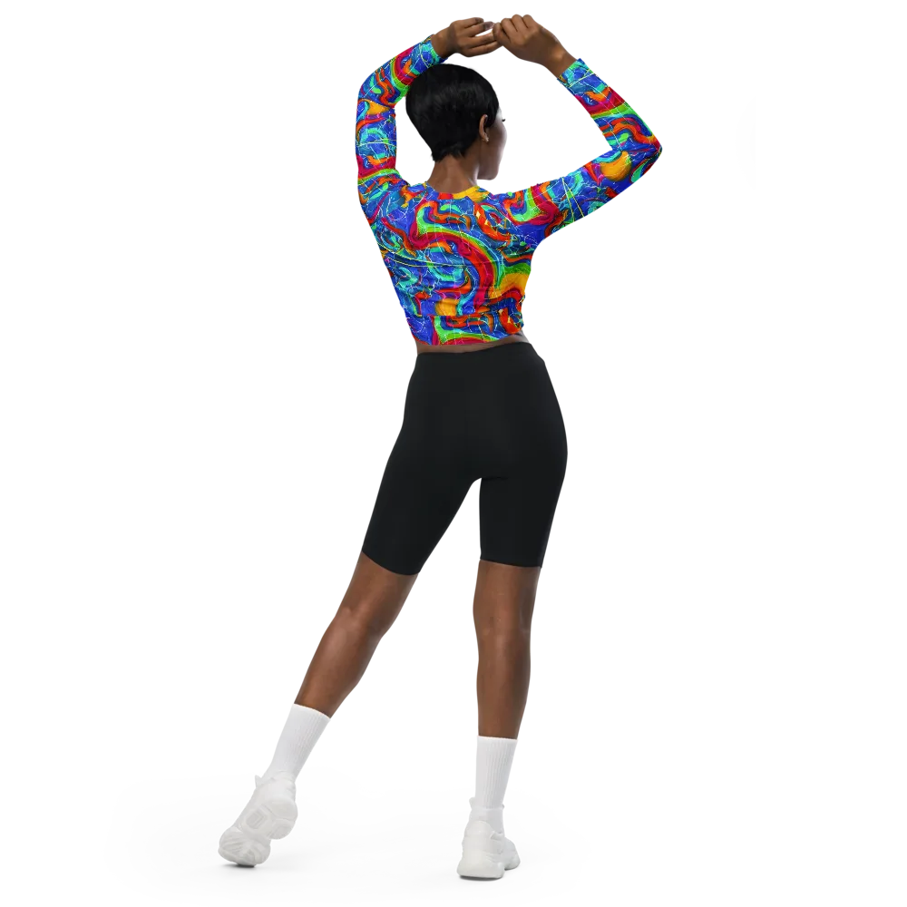 Mosaic Mirage on Long Sleeve Crop Top — Back