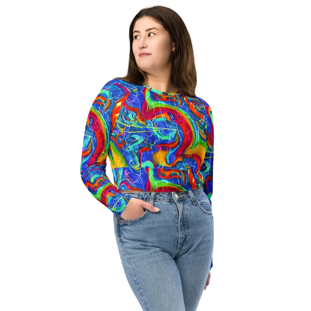 Mosaic Mirage on Long Sleeve Crop Top — Front