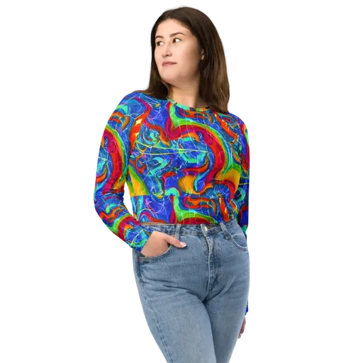 Mosaic Mirage on a Long Sleeve Crop Top