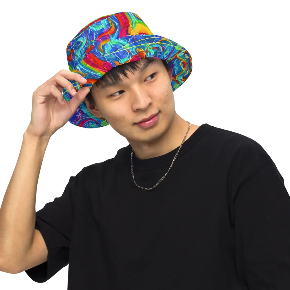 Mosaic Mirage on Reversible Bucket Hat — Front Inside