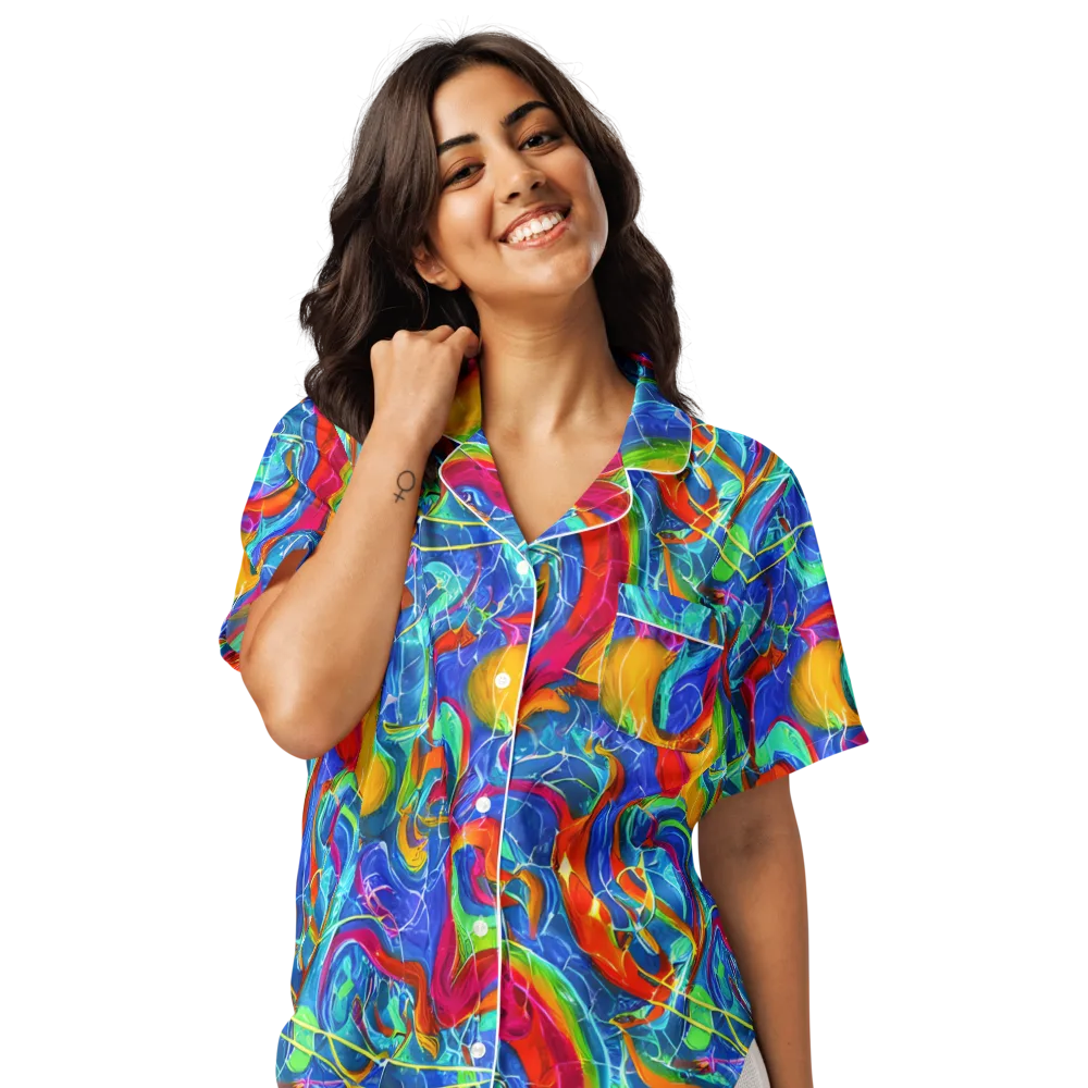 Mosaic Mirage on Women's Short Sleeve Pajama Top — Front