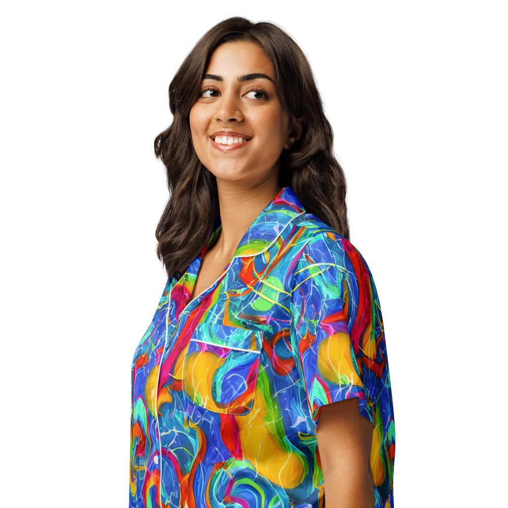 Mosaic Mirage on Women's Short Sleeve Pajama Top — Left Front