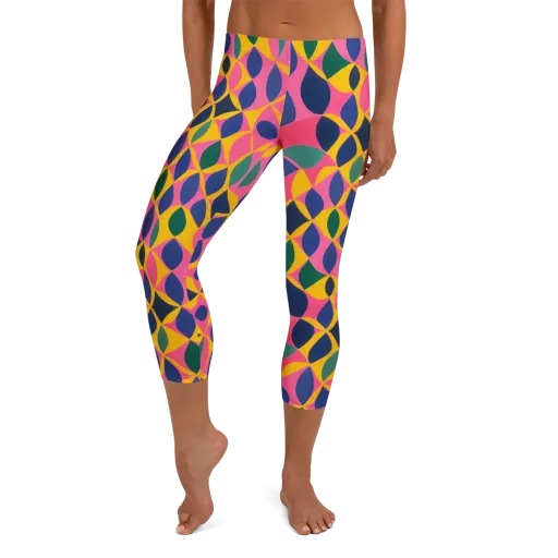 Neon Petal Grid on a Capri Leggings