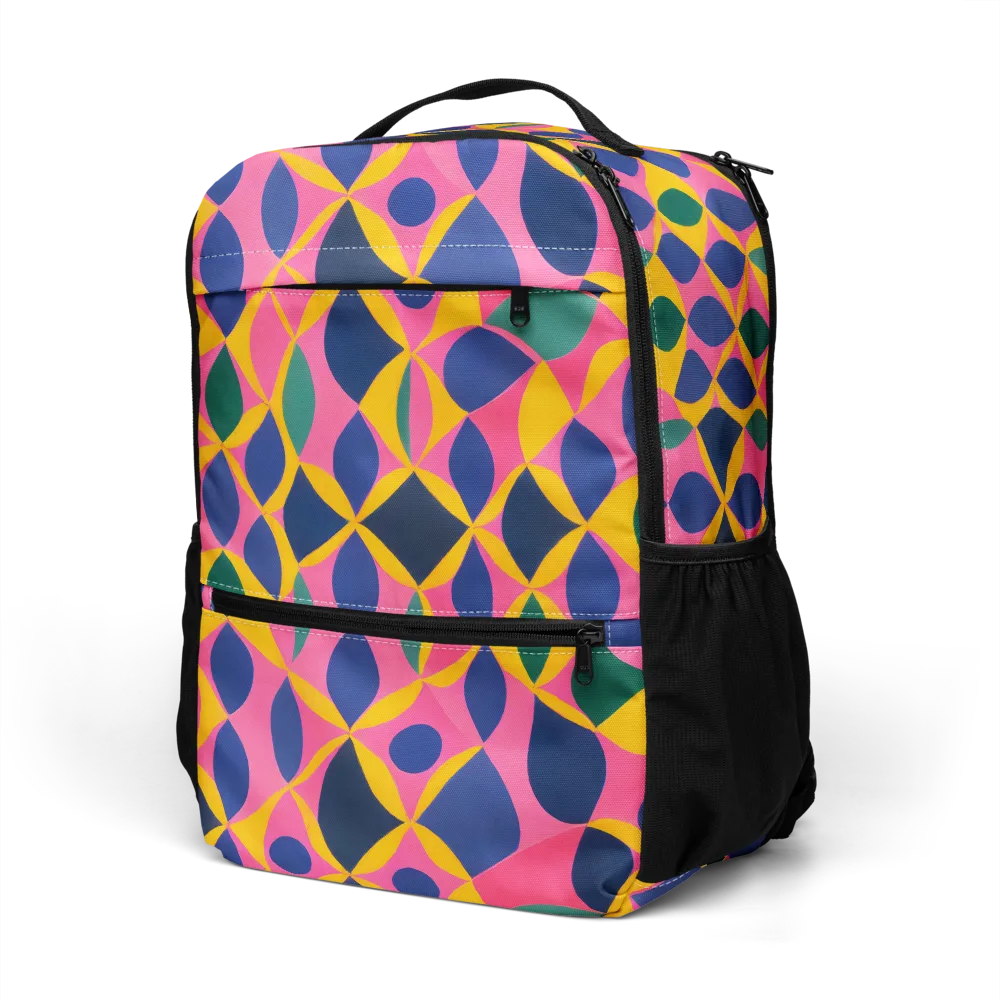 Neon Petal Grid on Utility Backpack — Left Front