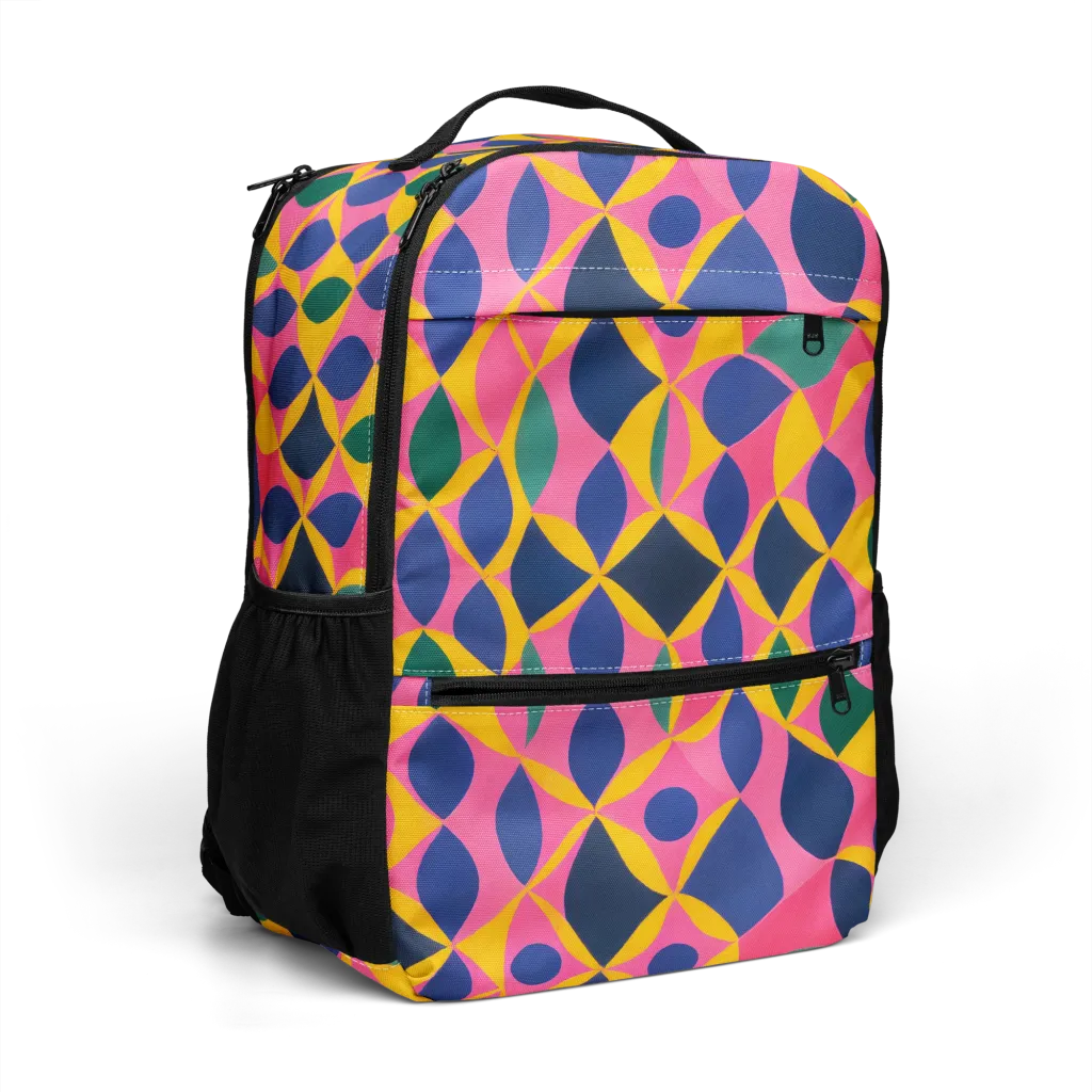 Neon Petal Grid on Utility Backpack — Right Front