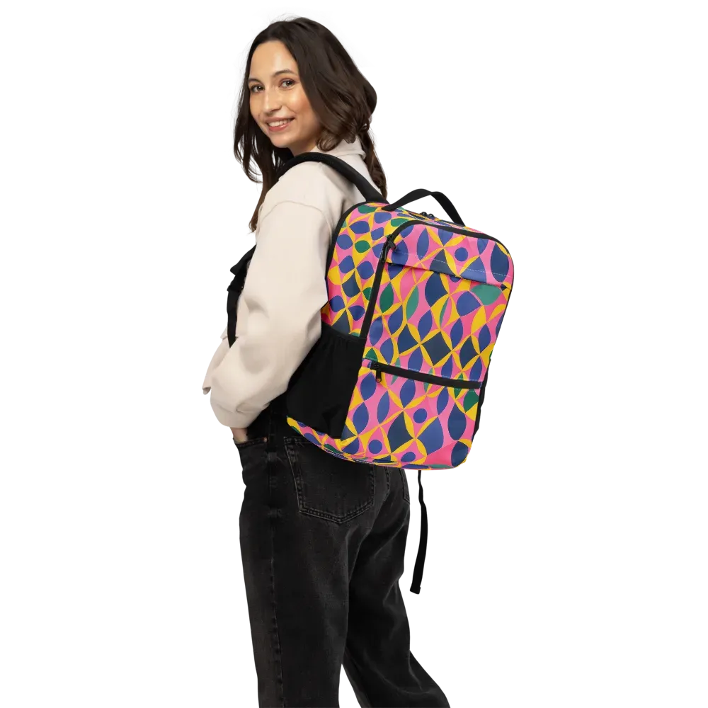 Neon Petal Grid on Utility Backpack — Back