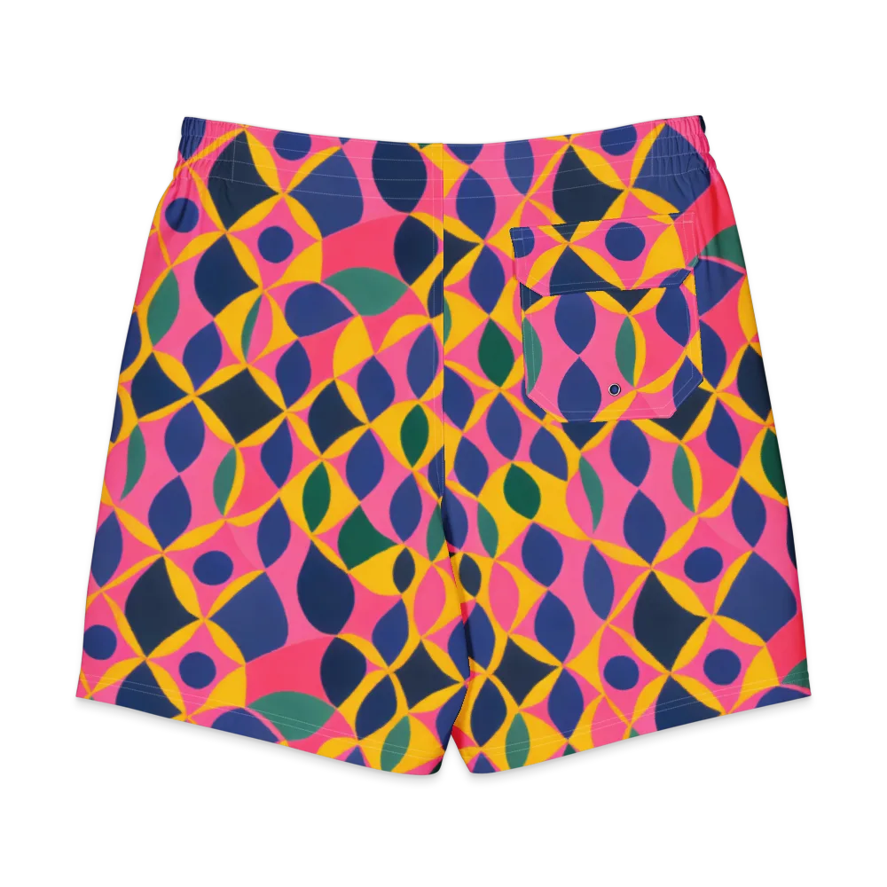 Neon Petal Grid on Men's Board Shorts — Back