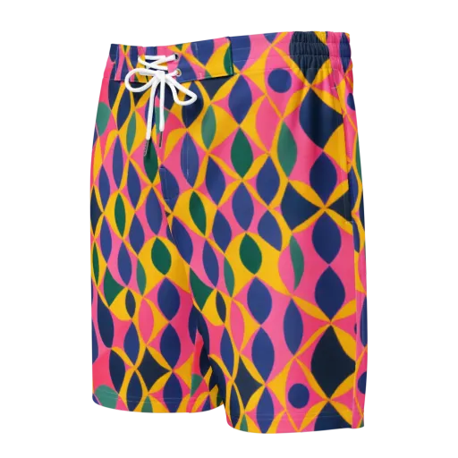 Neon Petal Grid on a Men's Board Shorts