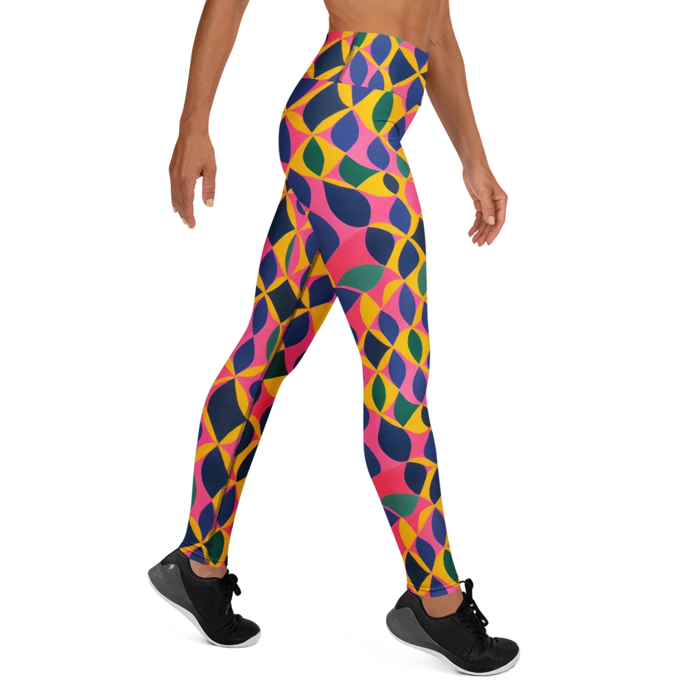 Neon Petal Grid on Yoga Leggings — Right