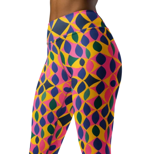 Neon Petal Grid on a Yoga Leggings